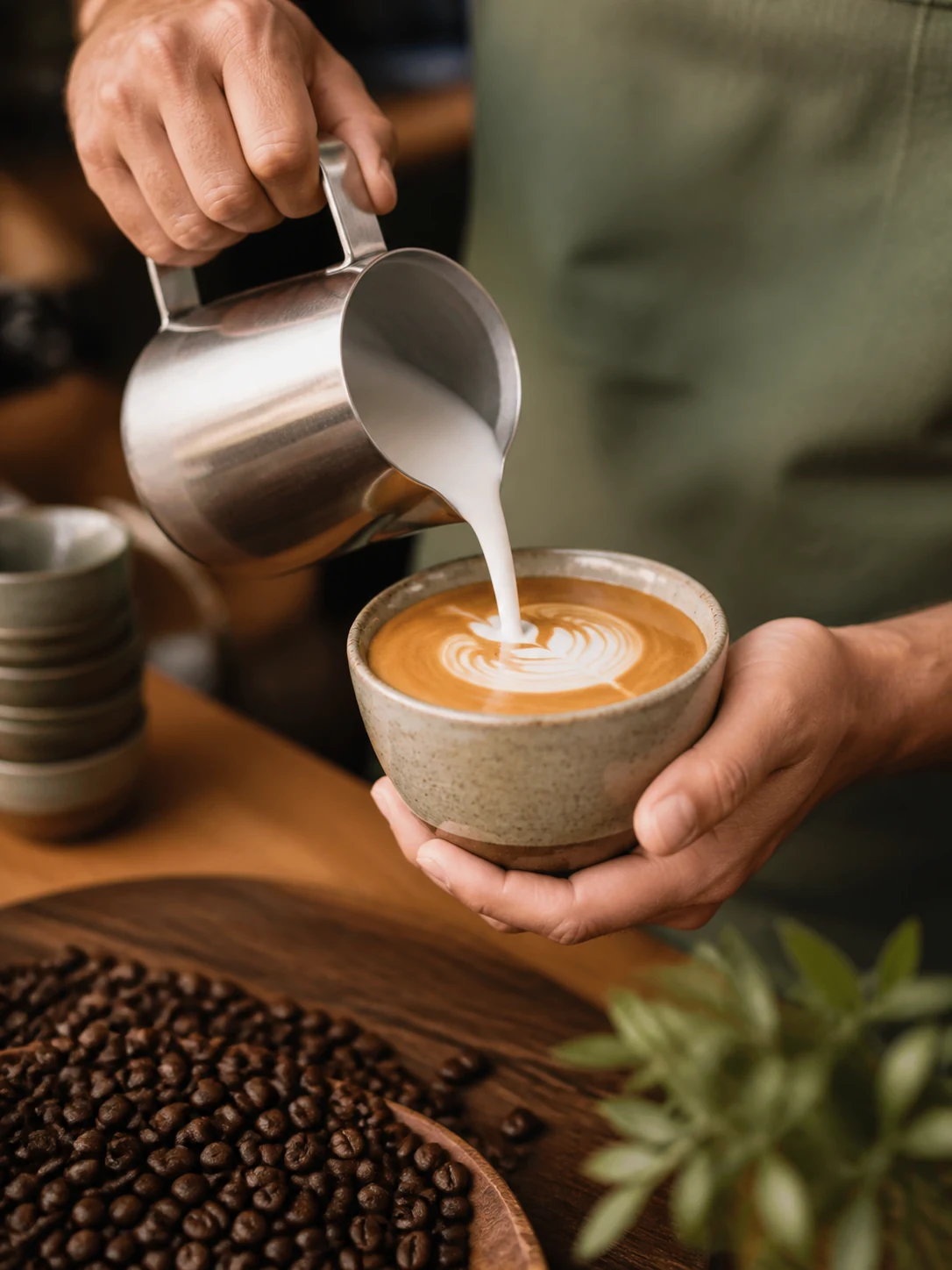 Barista pouring freshly brewed coffee