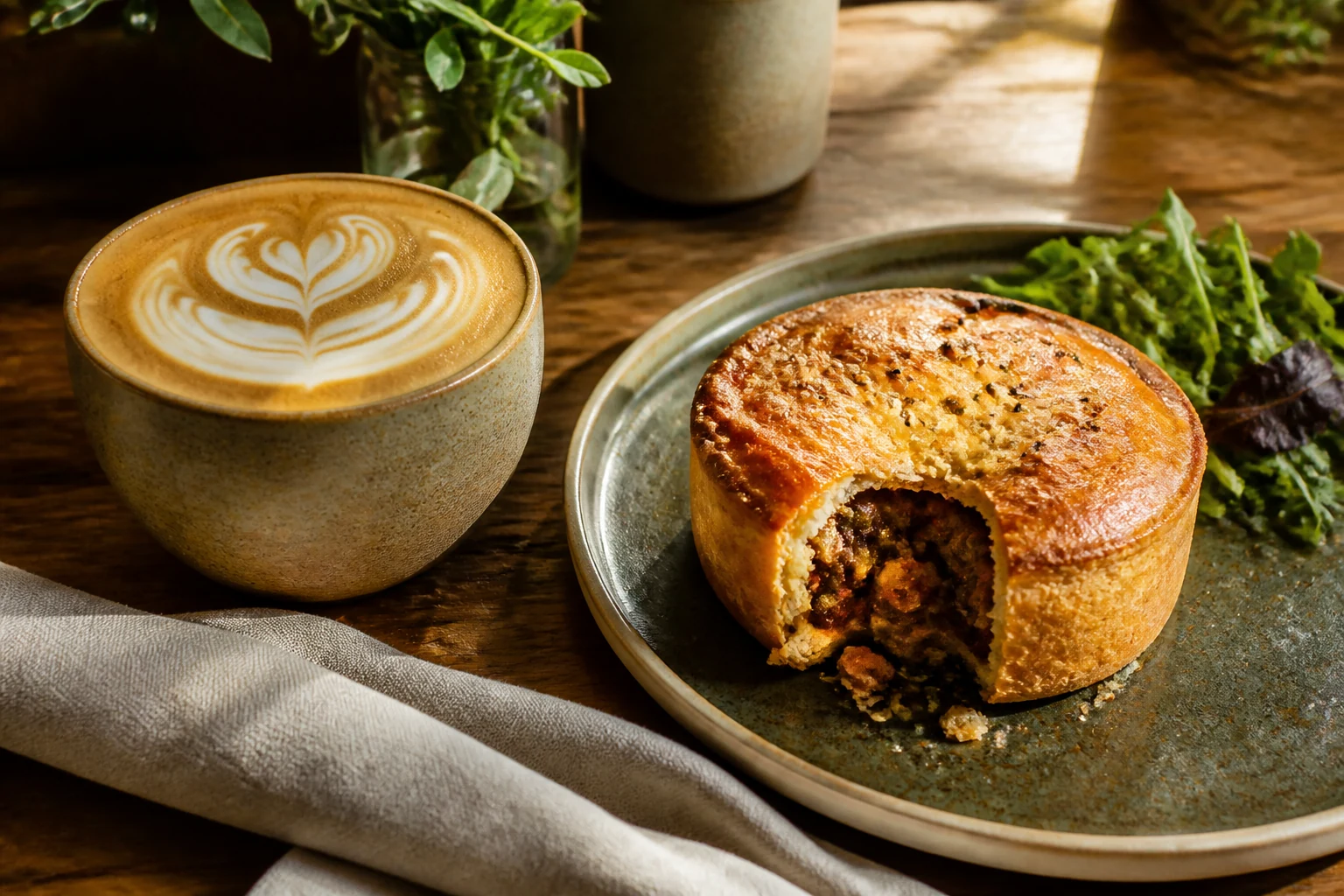 House baked pie served with coffee