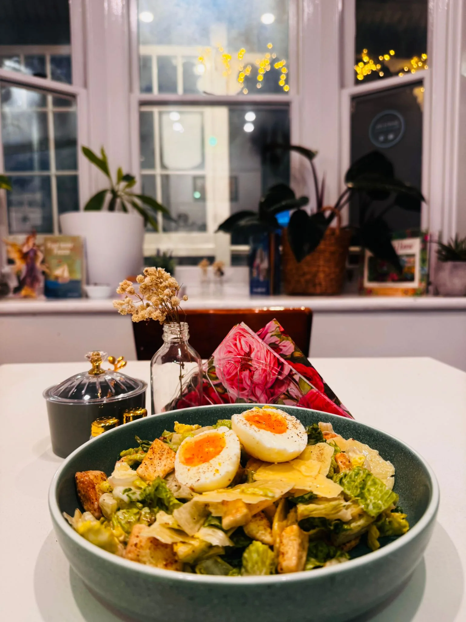 Fresh chicken salad with egg